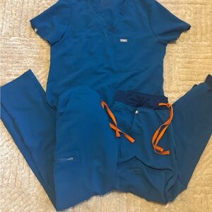 Figs Scrub Set with Orange Accents